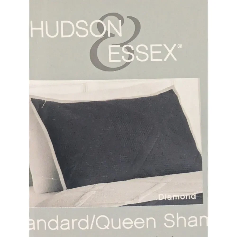 2 Pack Hudson Essex Standard/ Queen Pillow Sham 20in X 26in Diamond Dark Gray